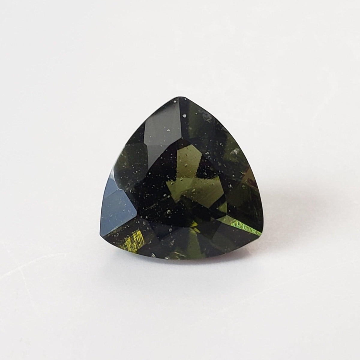  Authentic Moldavite | Trilliant Cut | 10mm | Chlum Region, Czech Republic 