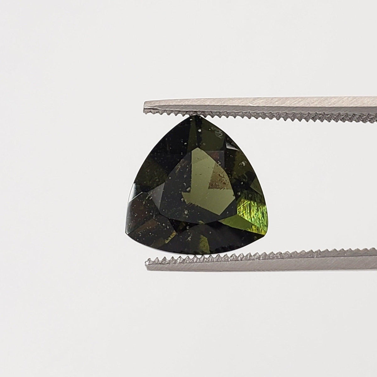  Authentic Moldavite | Trilliant Cut | 10mm | Chlum Region, Czech Republic 