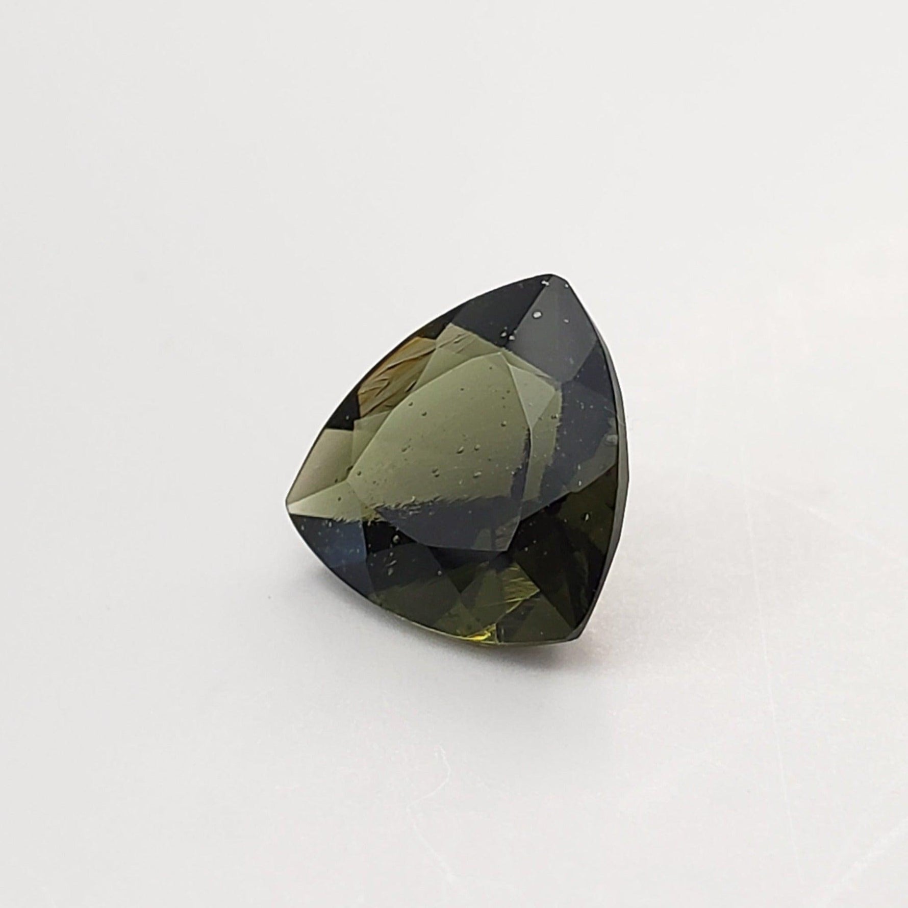  Authentic Moldavite | Trilliant Cut | 10mm | Chlum Region, Czech Republic 