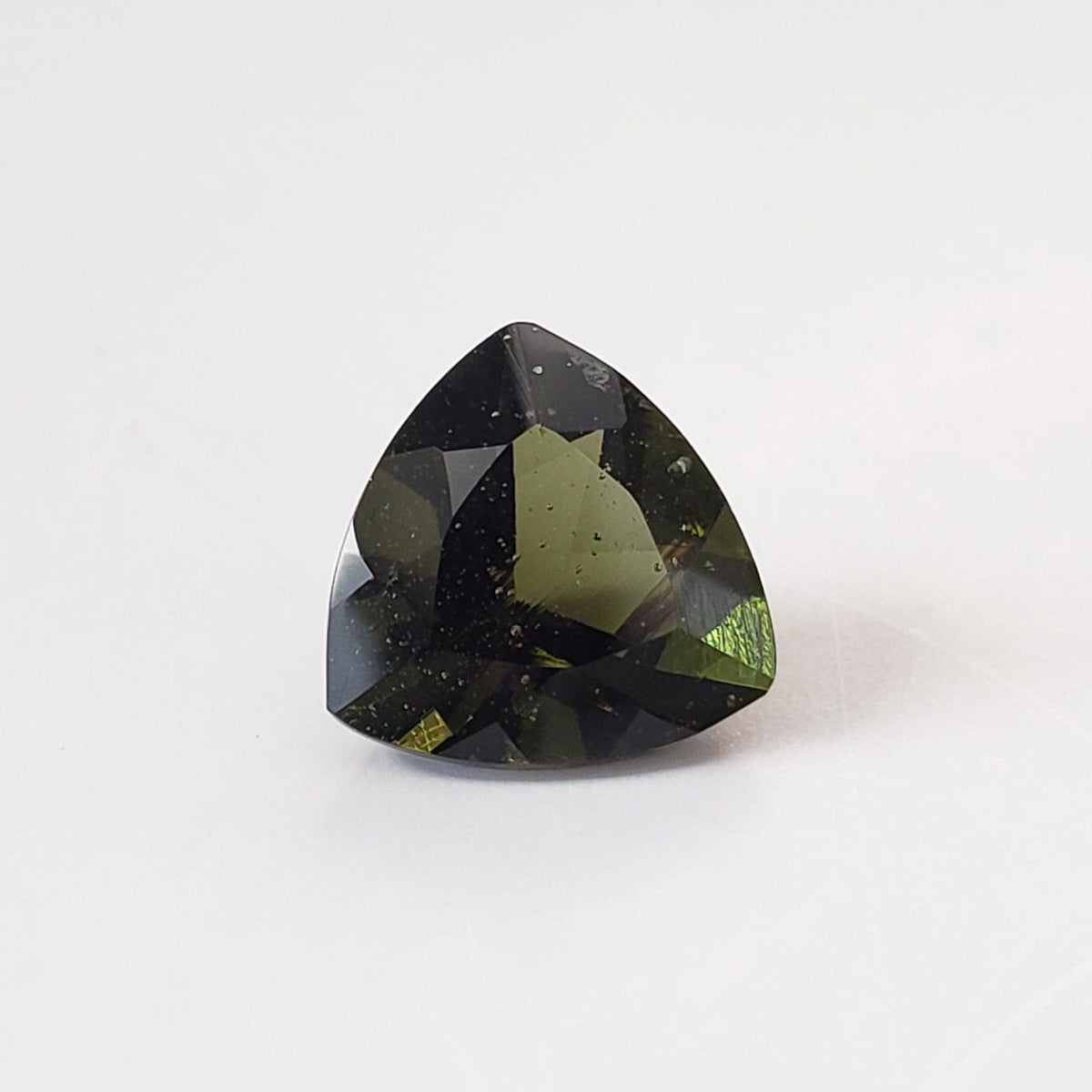  Authentic Moldavite | Trilliant Cut | 10mm | Chlum Region, Czech Republic 