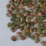 Natural Green With Red Unakite Oval Cabochon 7X5 mm .90 Ct.