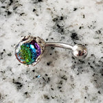 Belly Ring | Surgical Steel and 925 Silver | Rainbow Crystal
