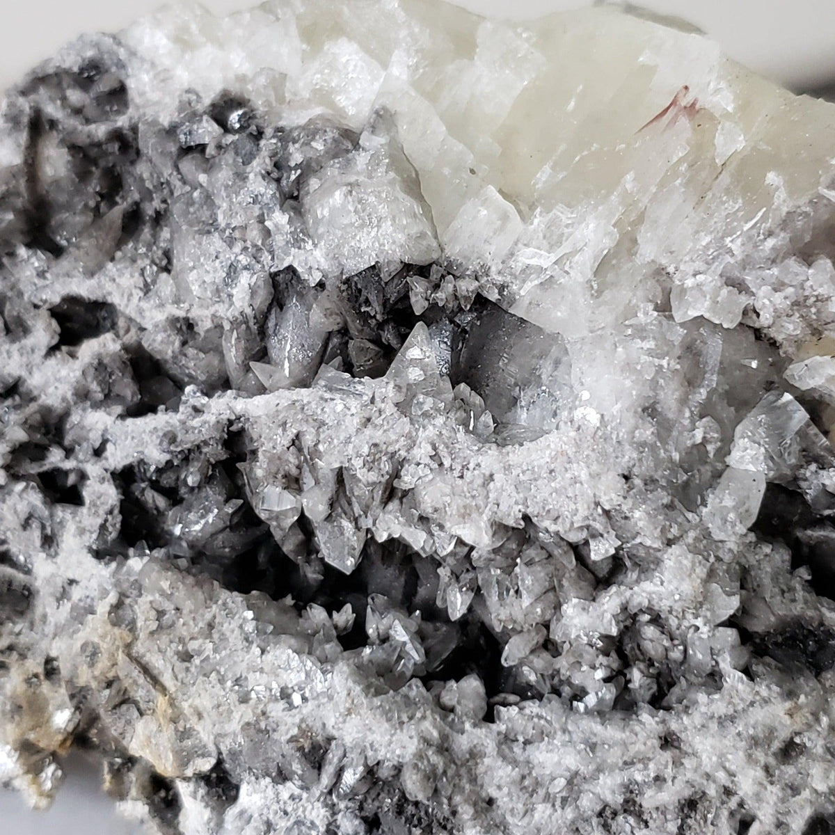 Calcite Points and Red Realgar Cluster | 485 Gr | Shimen Mine, Hunan Province, China