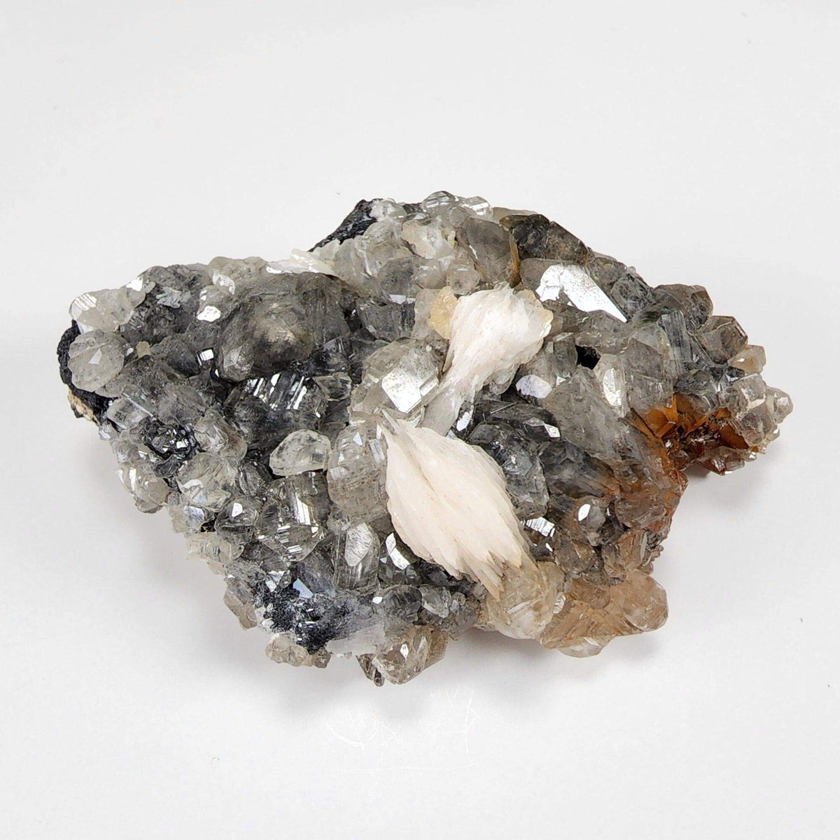  Cerussite Crystals | White Barite Blades | Galena Matrix Mineral | 145.3 gr | Morocco 