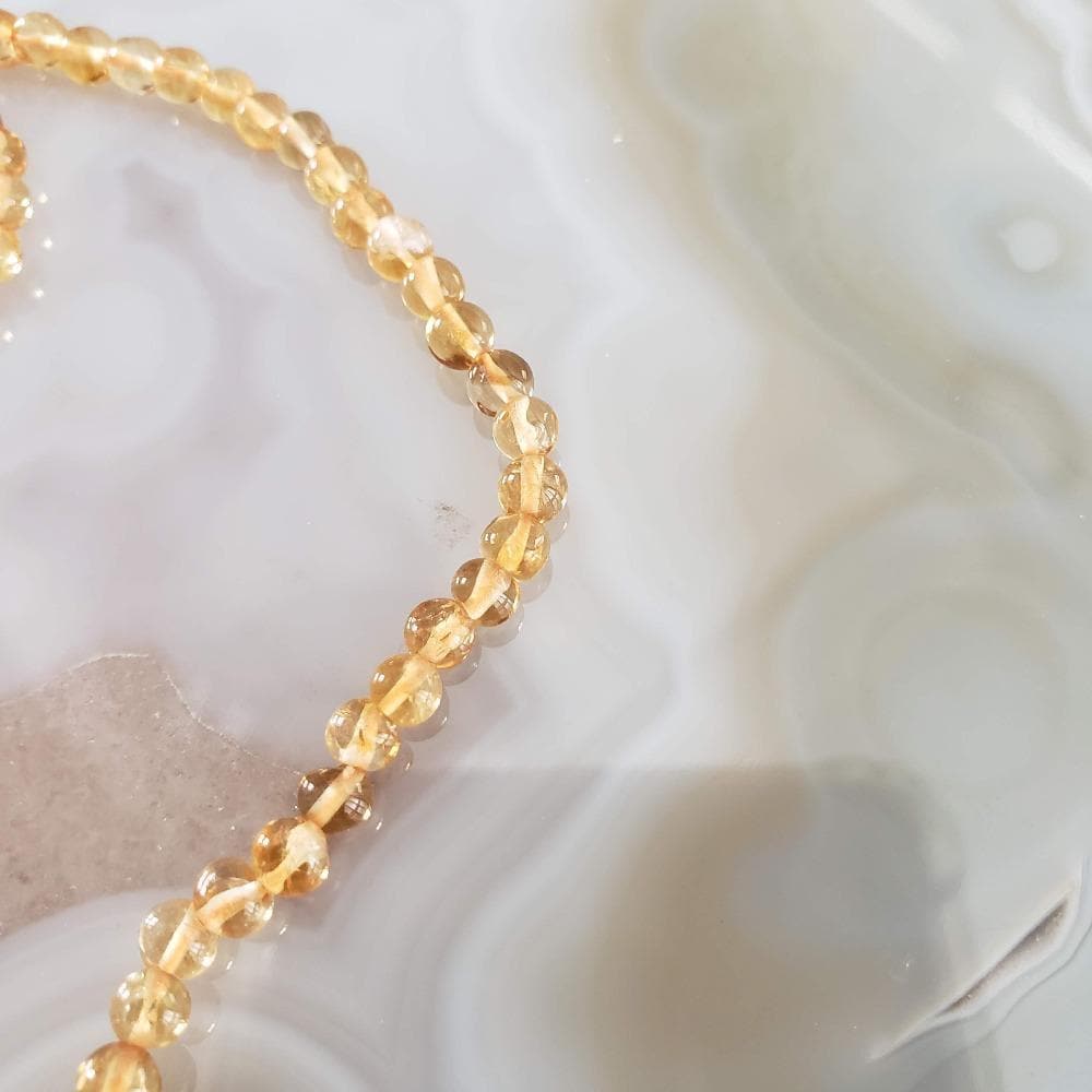 Citrine Gemstone Beads | 36cm, 14 Inch Strand | Round | Golden Yellow | Canagem.com