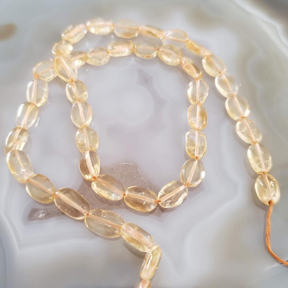 Citrine Gemstone Beads | 37 cm, 14.5 inch Strand | Oval | Golden Yellow