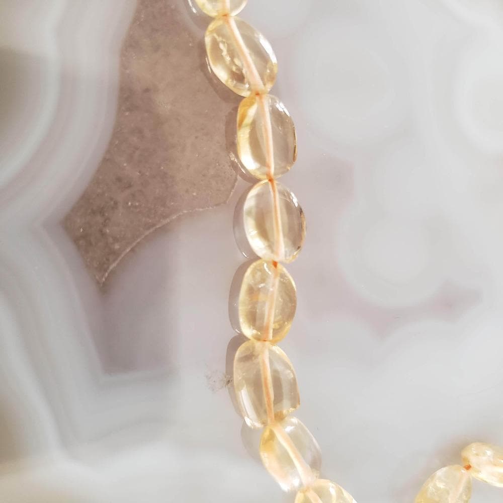 Citrine Gemstone Beads | 37 cm, 14.5 inch Strand | Oval | Golden Yellow