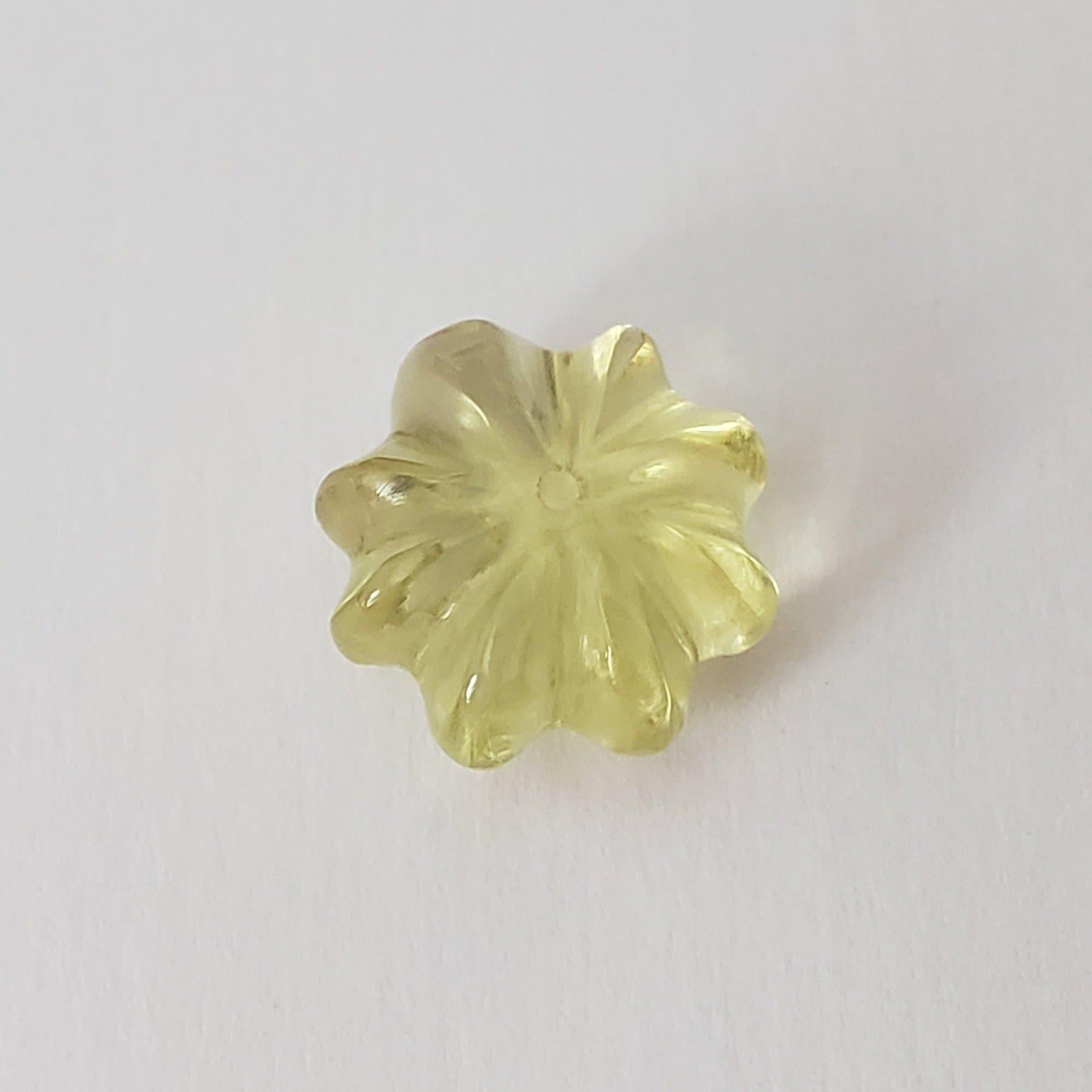 Citrine | Half Drilled Flower Shape | Lemon Yellow | 11mm 5.44ct | Canagem.com