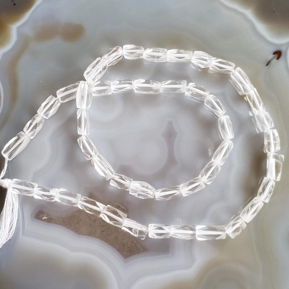 Crystal Bead Strand | 37 cm 62.55 ct. | Cube shape | Clear White