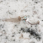 Dangle Belly Ring | Surgical Steel and 925 Silver | with Aquamarine Crystal