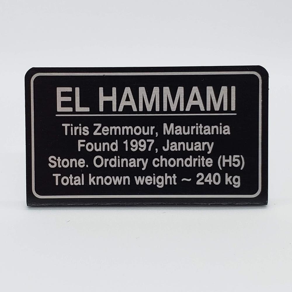El Hammami Meteorite | Bent Metal Label | Free Standing