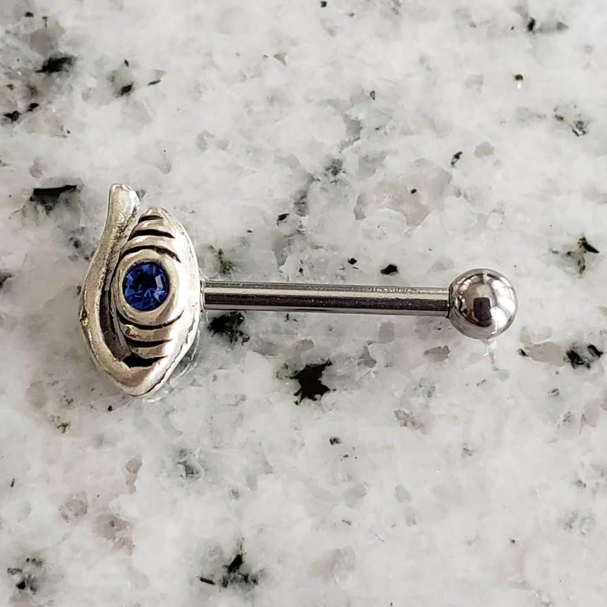 Eyebrow Barbell | Surgical Steel and 925 Silver | Tanzanite Crystal