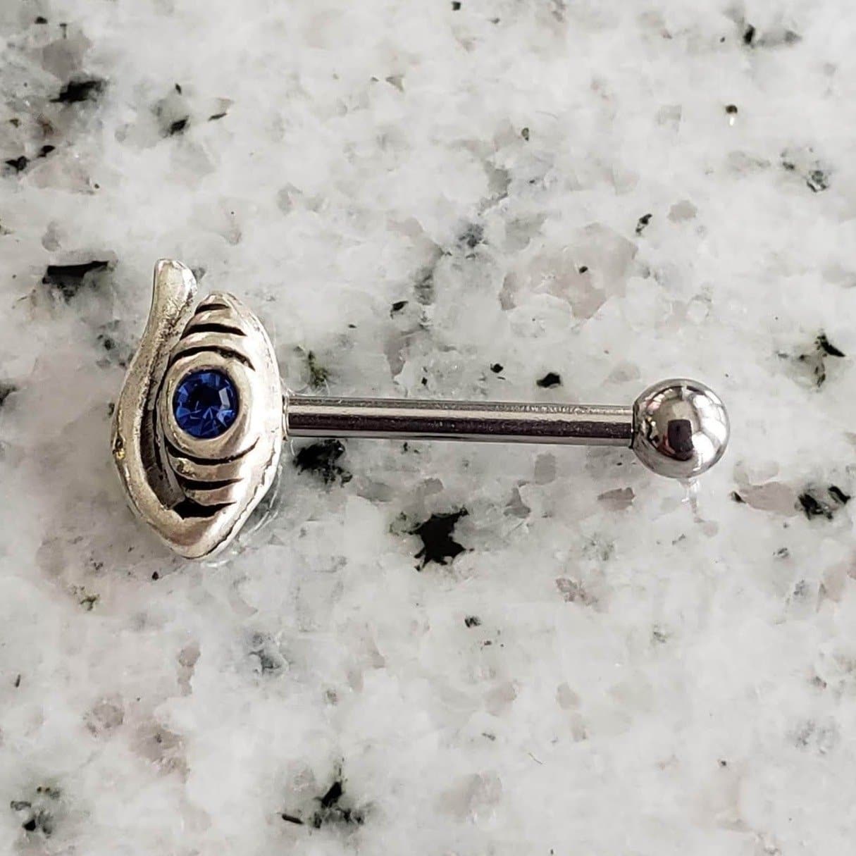 Eyebrow Barbell | Surgical Steel and 925 Silver | Tanzanite Crystal | Canagem.com