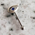 Eyebrow Barbell | Surgical Steel and 925 Silver | Tanzanite Crystal