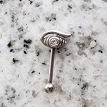 Eyebrow Barbell | Surgical Steel and 925 Silver | White Sapphire Crystal