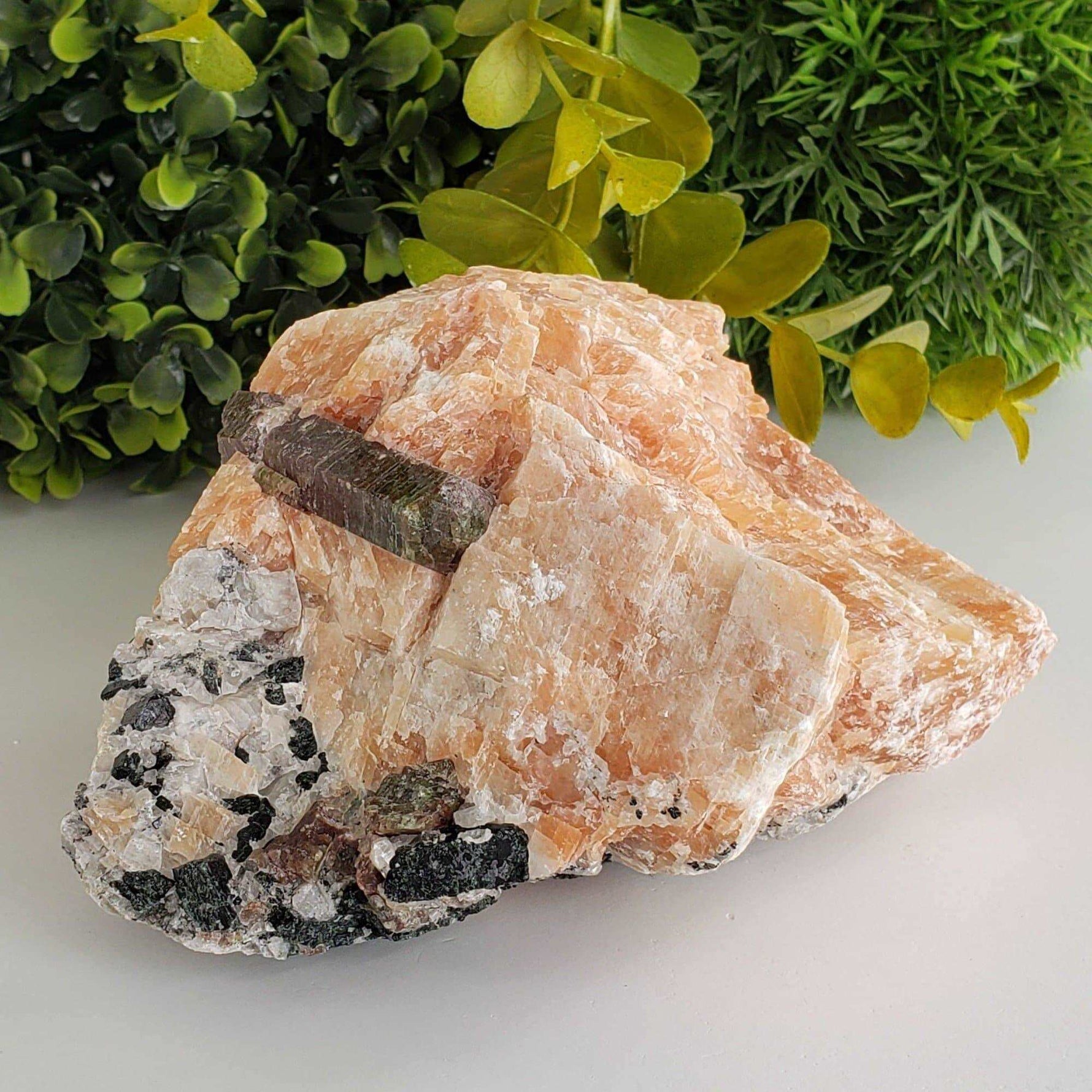 Fluorapatite Crystal on Calcite Matrix | 1.32 Kg | Otter Lake, Quebec