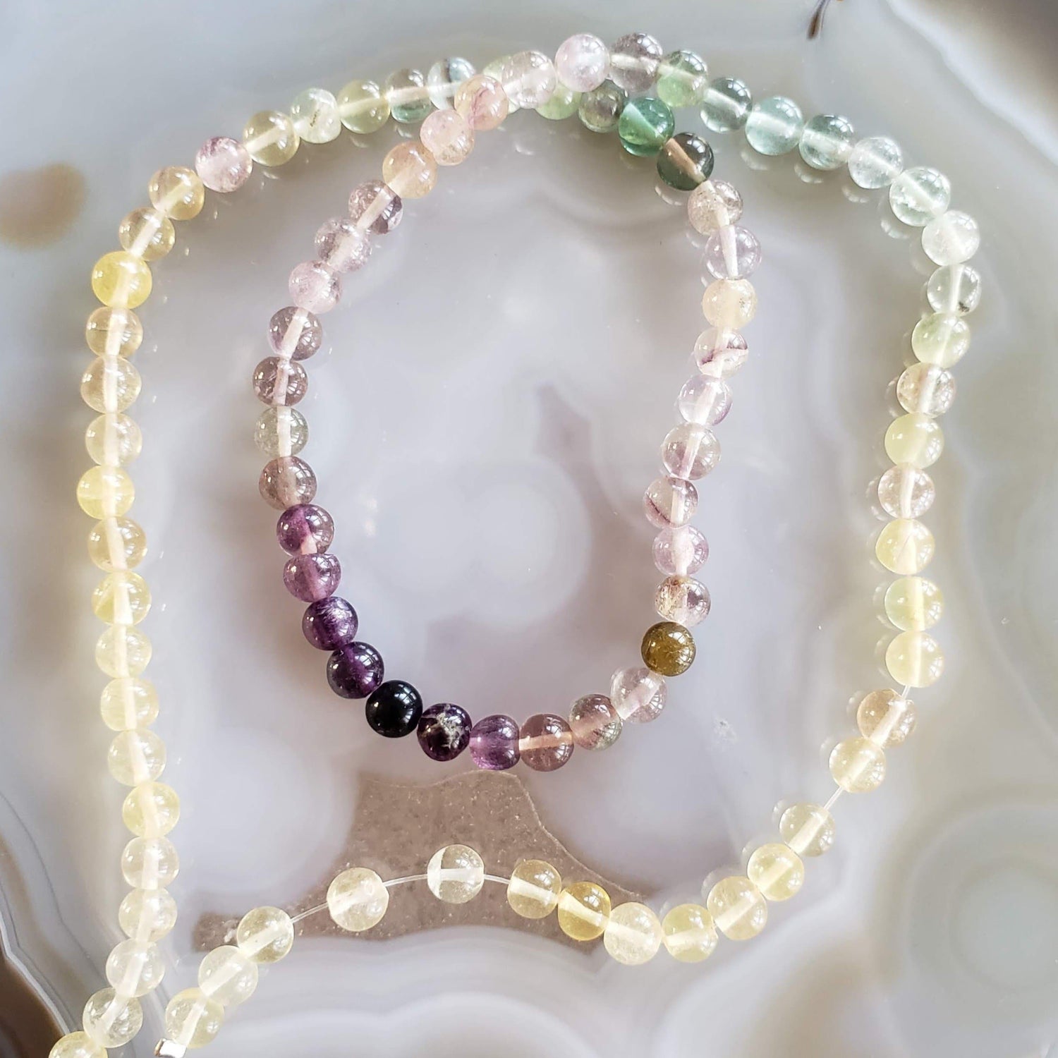 Fluorite Gemstone Beads | 41 cm, 16 inch Strand | Round | Multicolor | Canagem.com