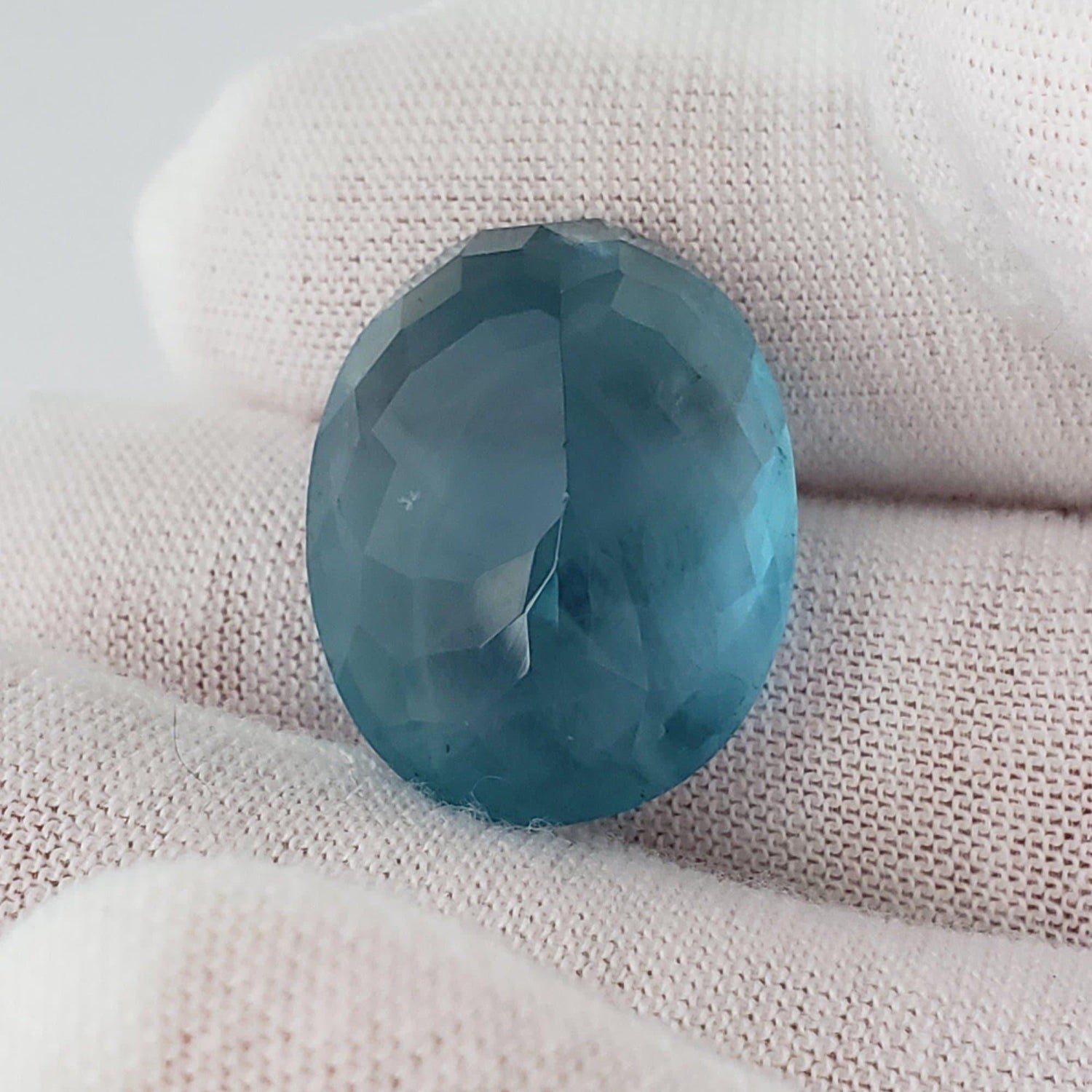 Fluorite | Oval Checkerboard Cut | Neon Blue Green | 24x19mm 37.81ct | Brazil