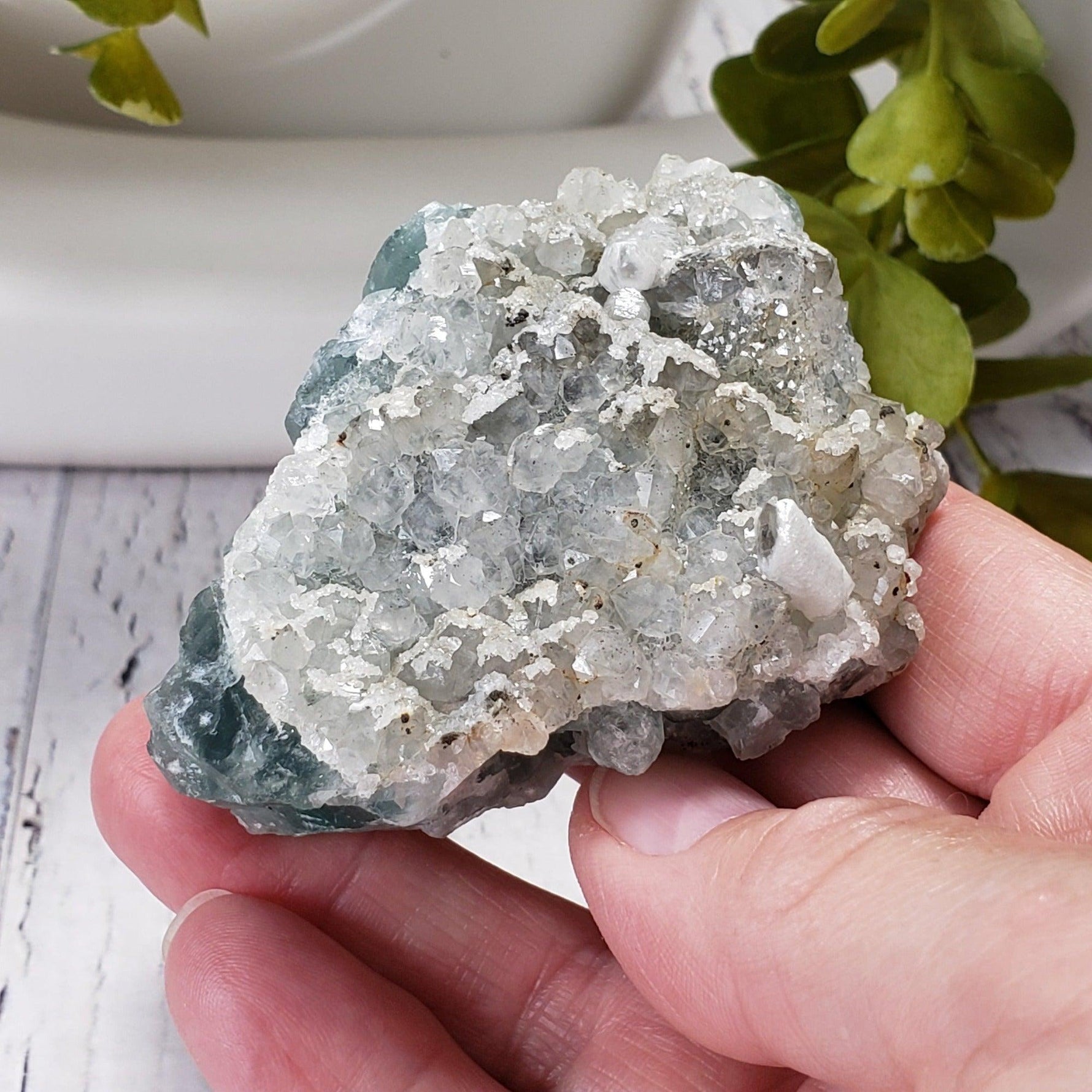 Gray Calcite on Green Crystal Matrix | 153.7 gr | Morocco | Canagem.com