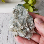 Gray Calcite on Green Crystal Matrix Cluster | 153.7 gr | Morocco
