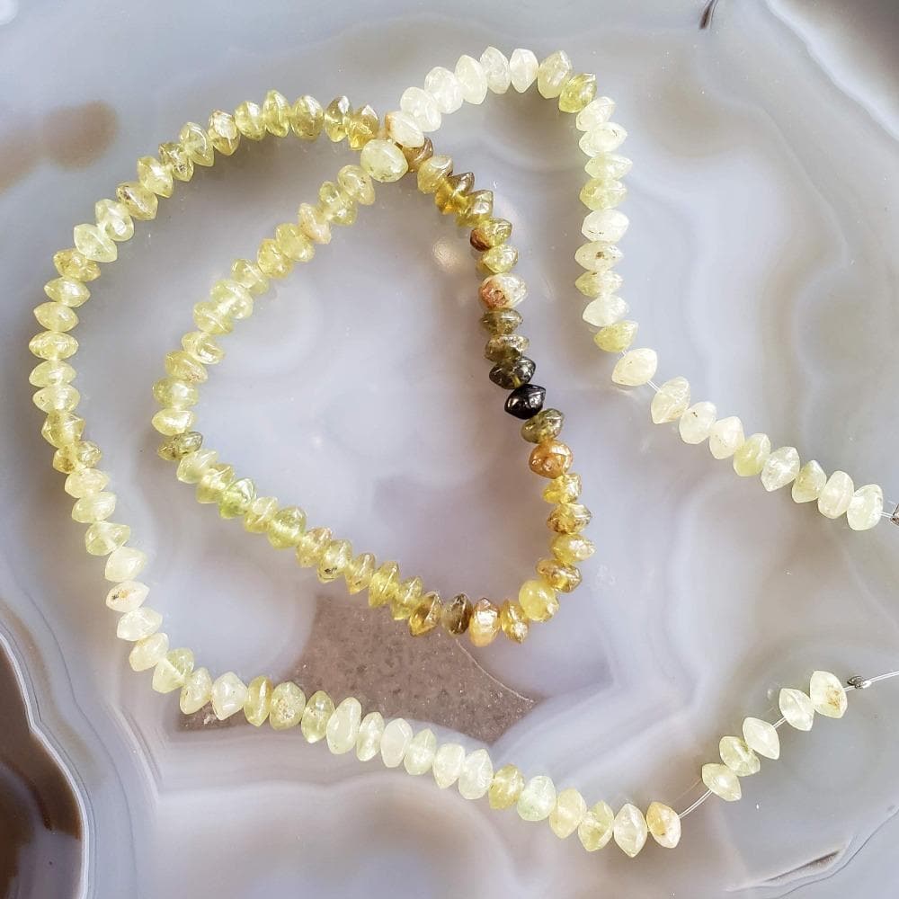 Grossular Garnet Gemstone Beads | 39 cm, 15 inch Strand | Rondelle | Green | Canagem.com
