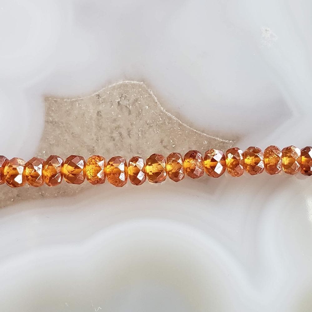 Hessonite Garnet Beads | Cinnamon Stone | 42 cm, 16.5 inch Strand | Rondelle | Canagem.com