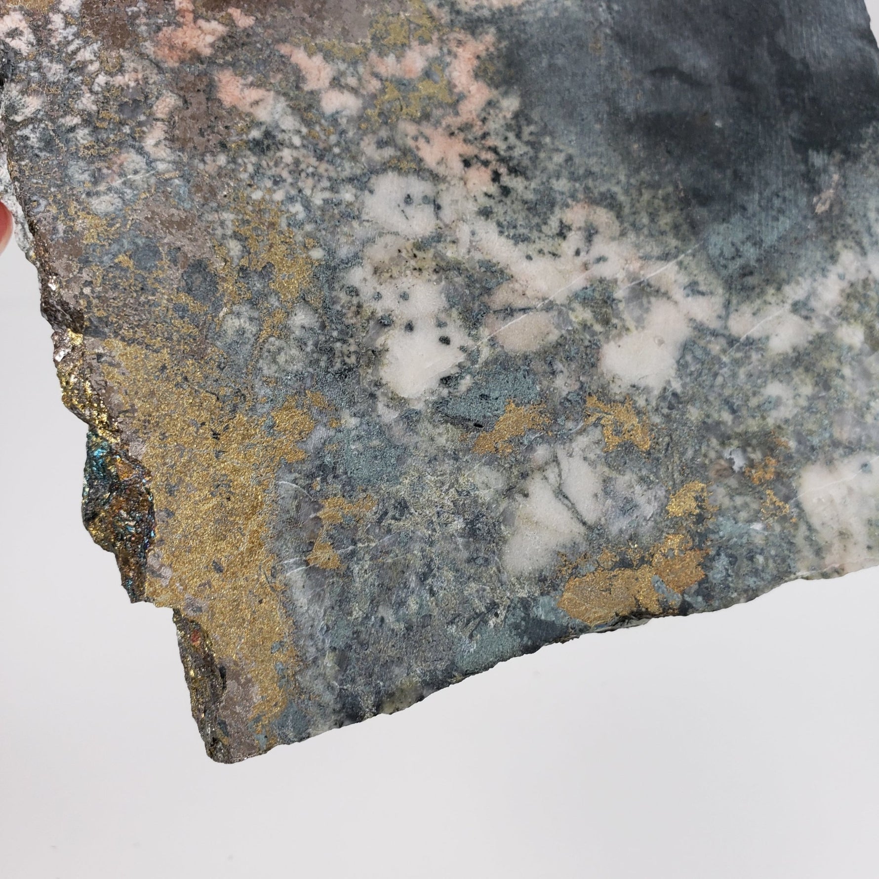  Impact Breccia Slice | 364 Grams | Golden Metal Veining Impactite | Sudbury Structure, Canada | SO24 