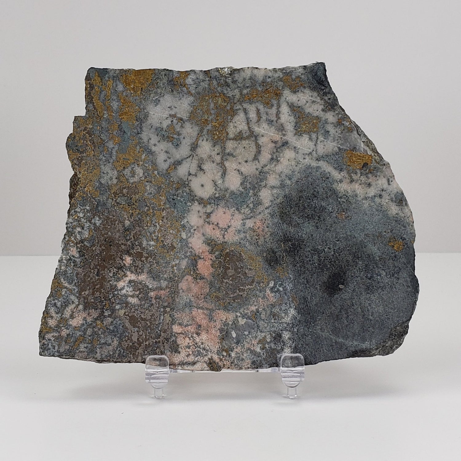  Impact Breccia Slice | 364 Grams | Golden Metal Veining Impactite | Sudbury Structure, Canada | SO24 