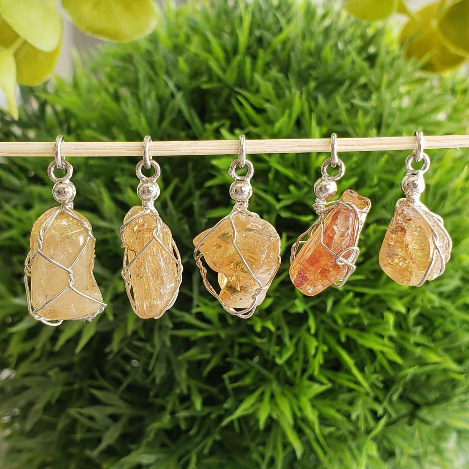 Imperial Topaz Pendant | 925 Silver Wire Wrapped Pendant | Natural Raw Topaz