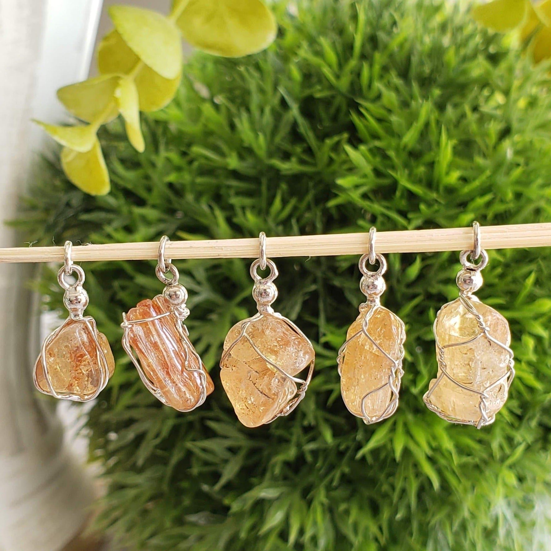 Imperial Topaz Pendant | 925 Silver Wire Wrapped Pendant | Natural Raw Topaz
