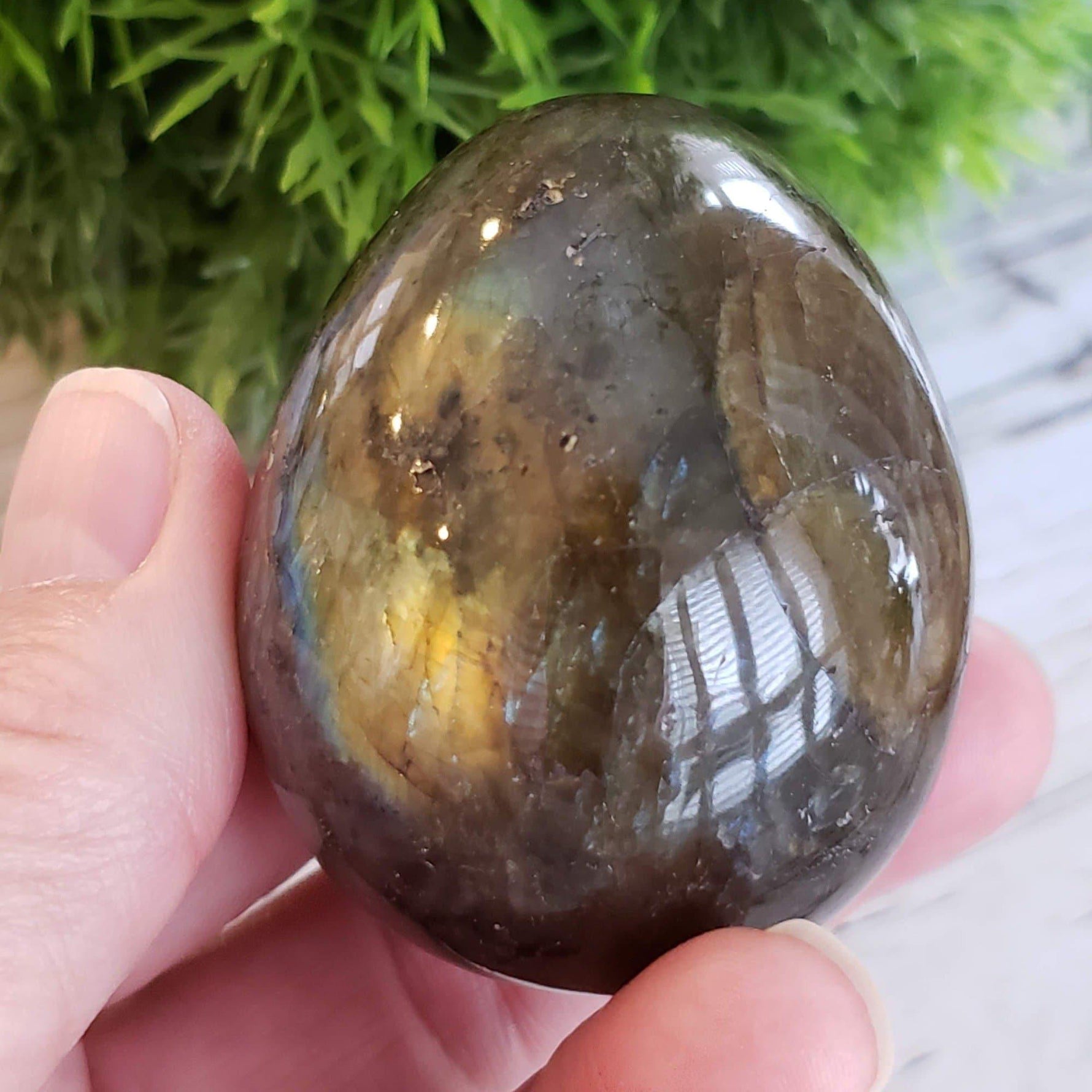 Labradorite Egg | Natural Gray Rainbow | 160 gr | Madagascar