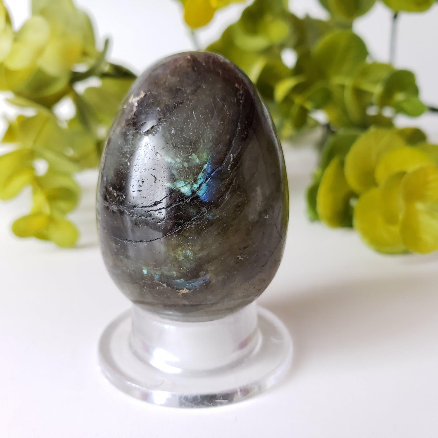 Labradorite Egg | Natural Gray Rainbow | 88.59 Gr Crystal Gem Stone