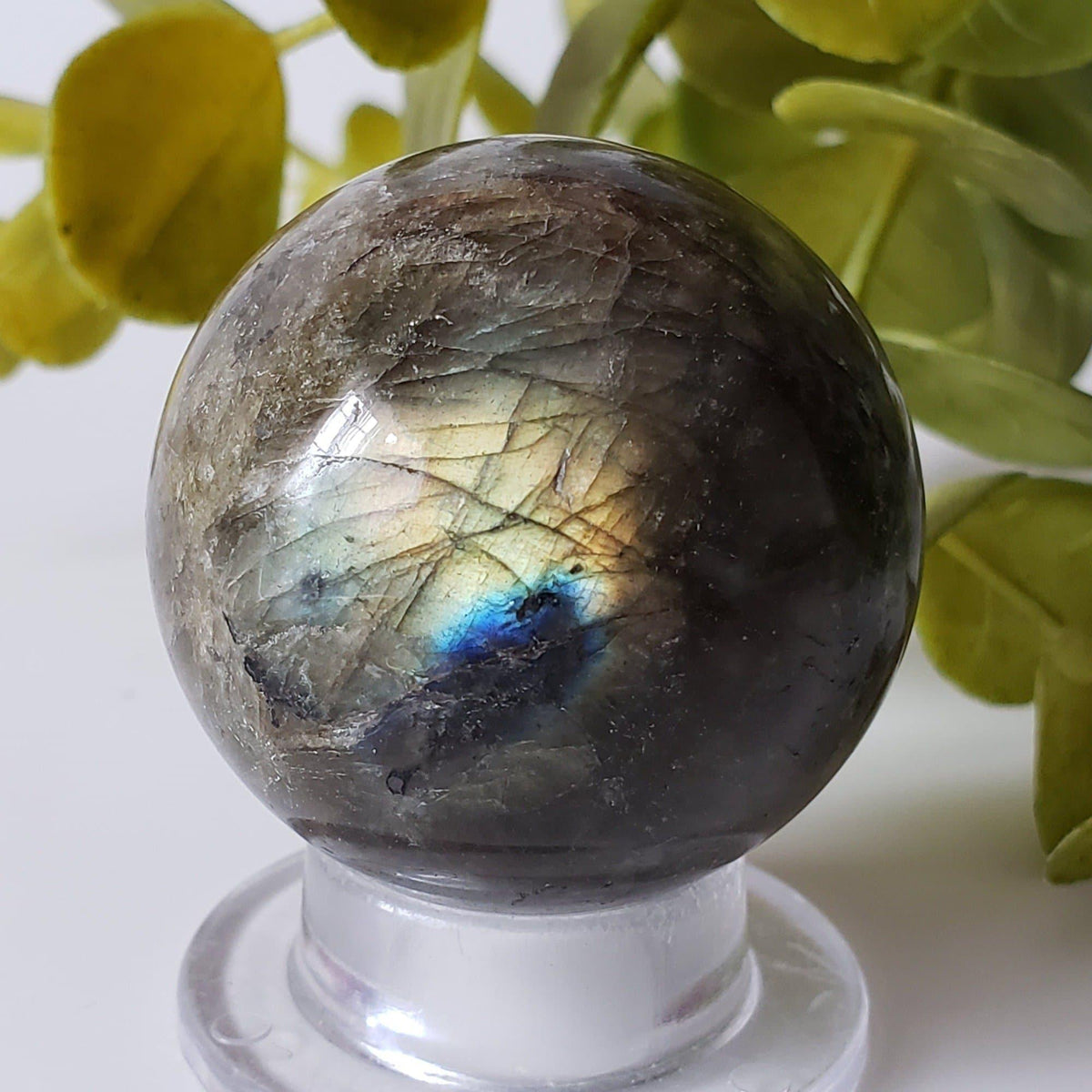 Labradorite Sphere | Natural Gray Rainbow | 40 mm, 1.6 in | Madagascar