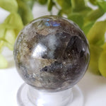 Labradorite Sphere | Natural Gray Rainbow | 40 mm, 1.6 in | 93 grams