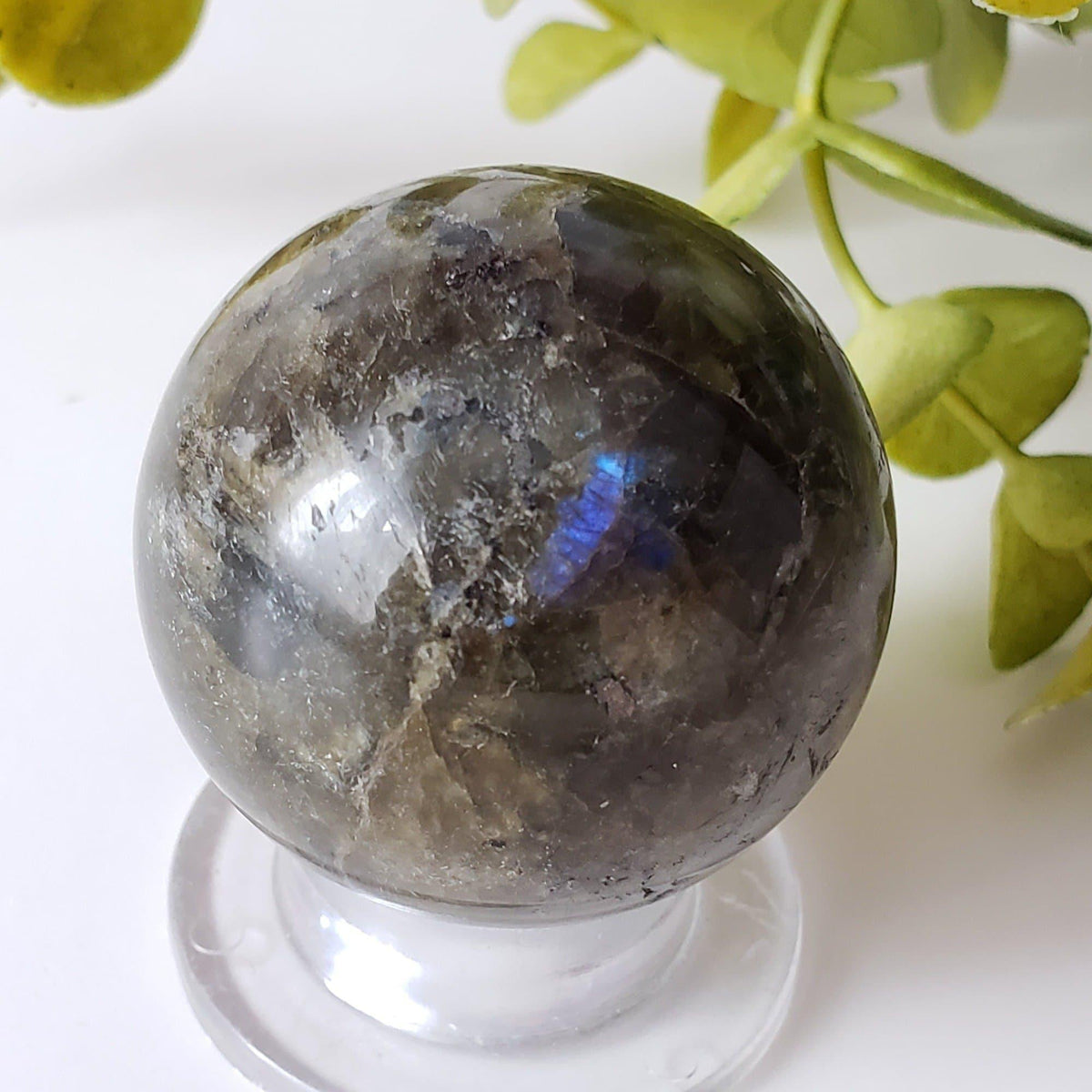 Labradorite Sphere | Natural Gray Rainbow | 40 mm, 1.6 in | Madagascar