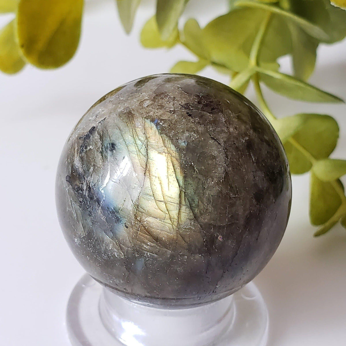 Labradorite Sphere | Natural Gray Rainbow | 40 mm, 1.6 in | Madagascar