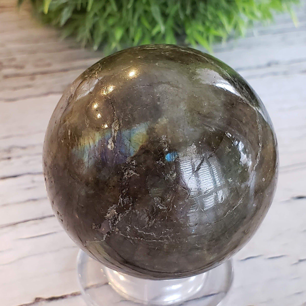  Labradorite Sphere Natural Gray Rainbow 49 mm, 1.9 in Madagascar 