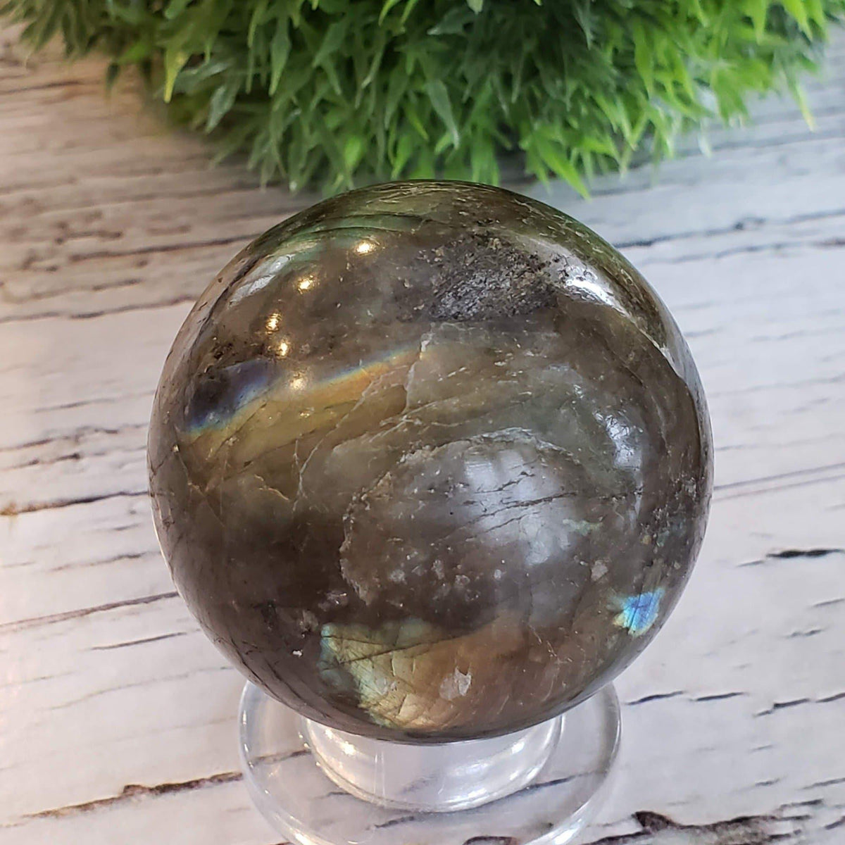  Labradorite Sphere Natural Gray Rainbow 49 mm, 1.9 in Madagascar 