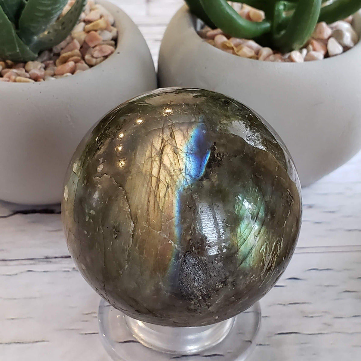  Labradorite Sphere Natural Gray Rainbow 49 mm, 1.9 in Madagascar 