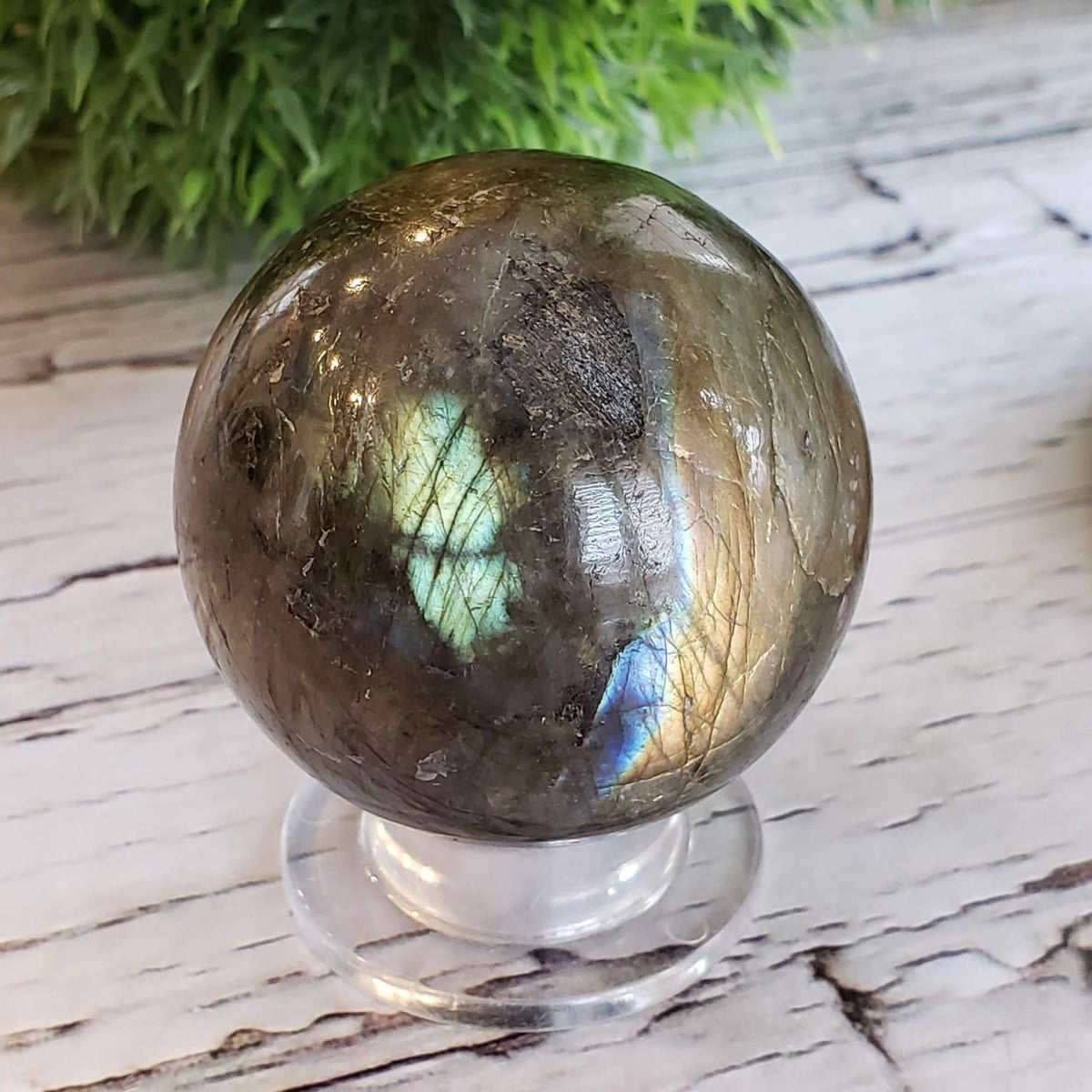  Labradorite Sphere Natural Gray Rainbow 49 mm, 1.9 in Madagascar 