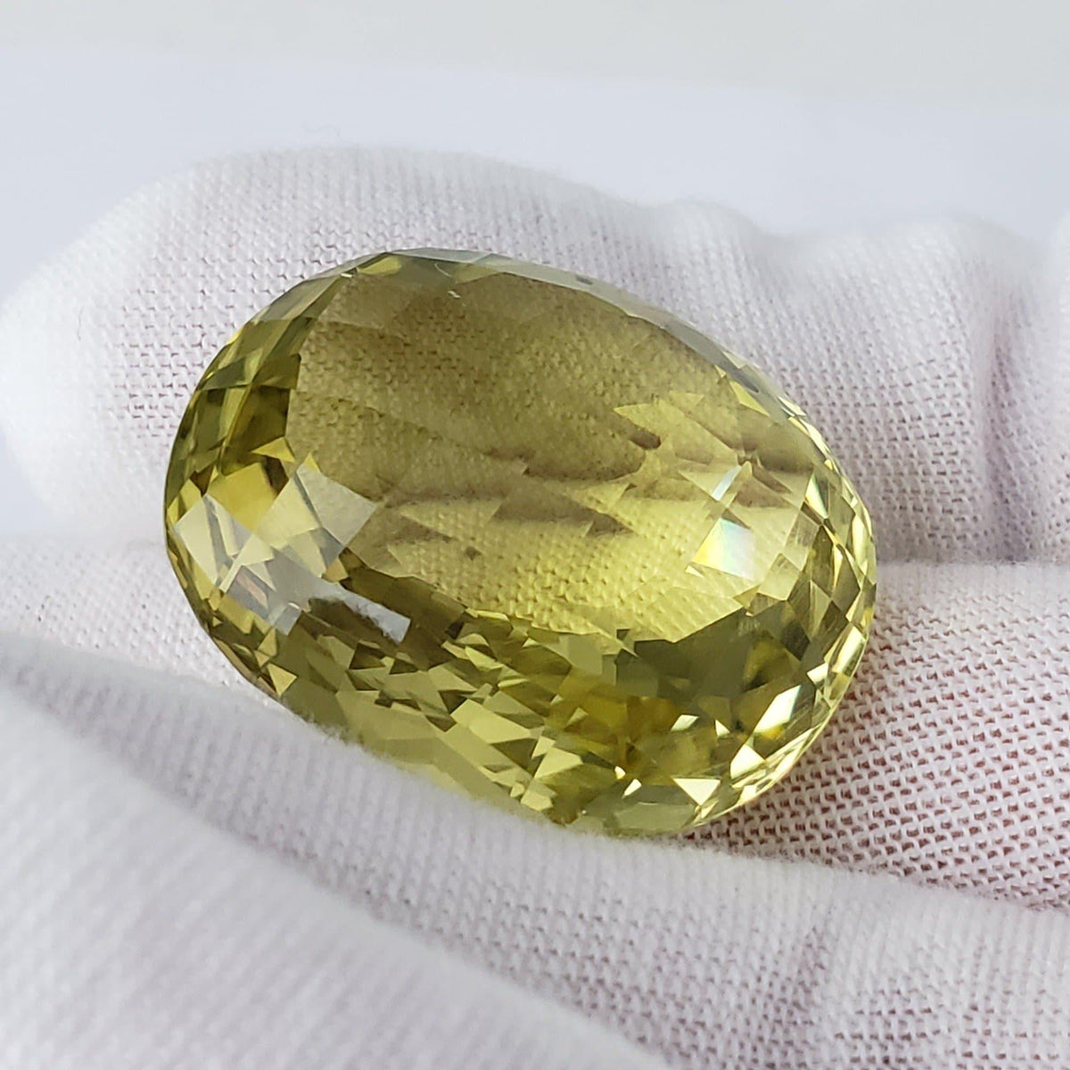 Lemon Quartz | Oval Checkerboard Cut | Lime Green | 29x25mm 66.65ct