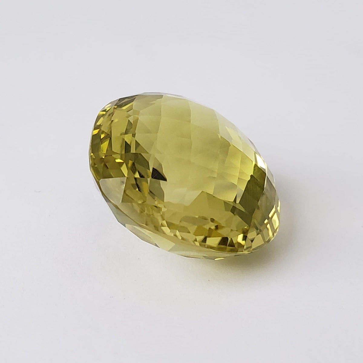 Lemon Quartz | Oval Checkerboard Cut | Lime Green | 29x25mm 66.65ct