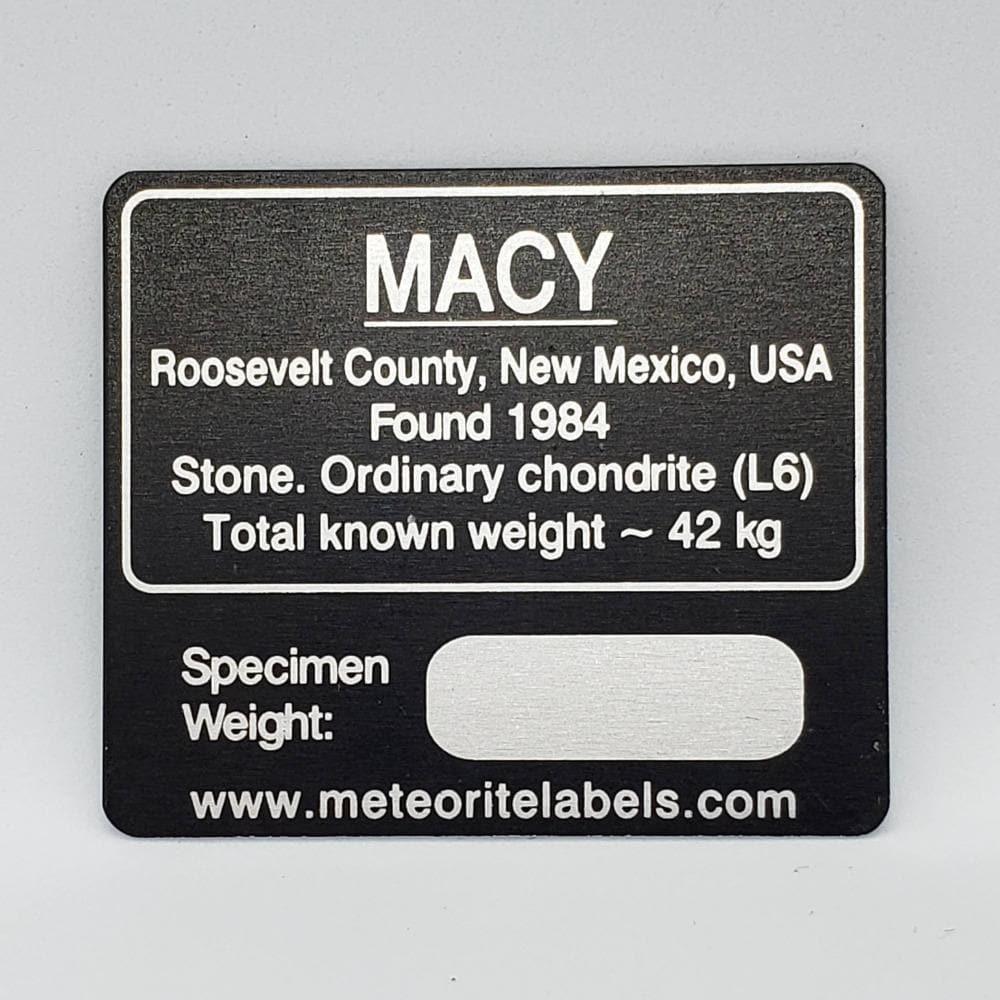 Macy Meteorite | Flat Metal Label