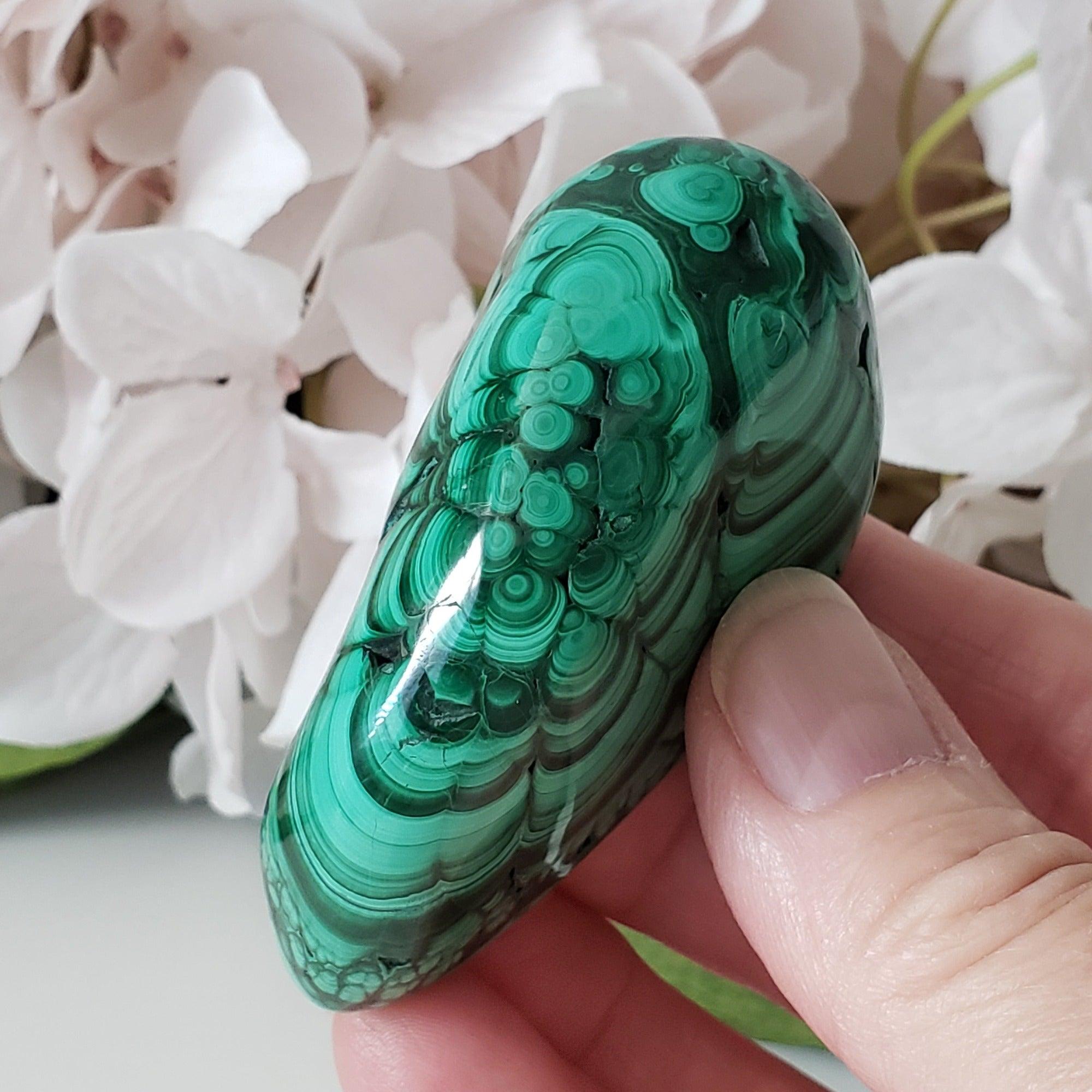 Shops 4” Malachite Free Form 18oz, Polished Malachite Gemstone from Congo