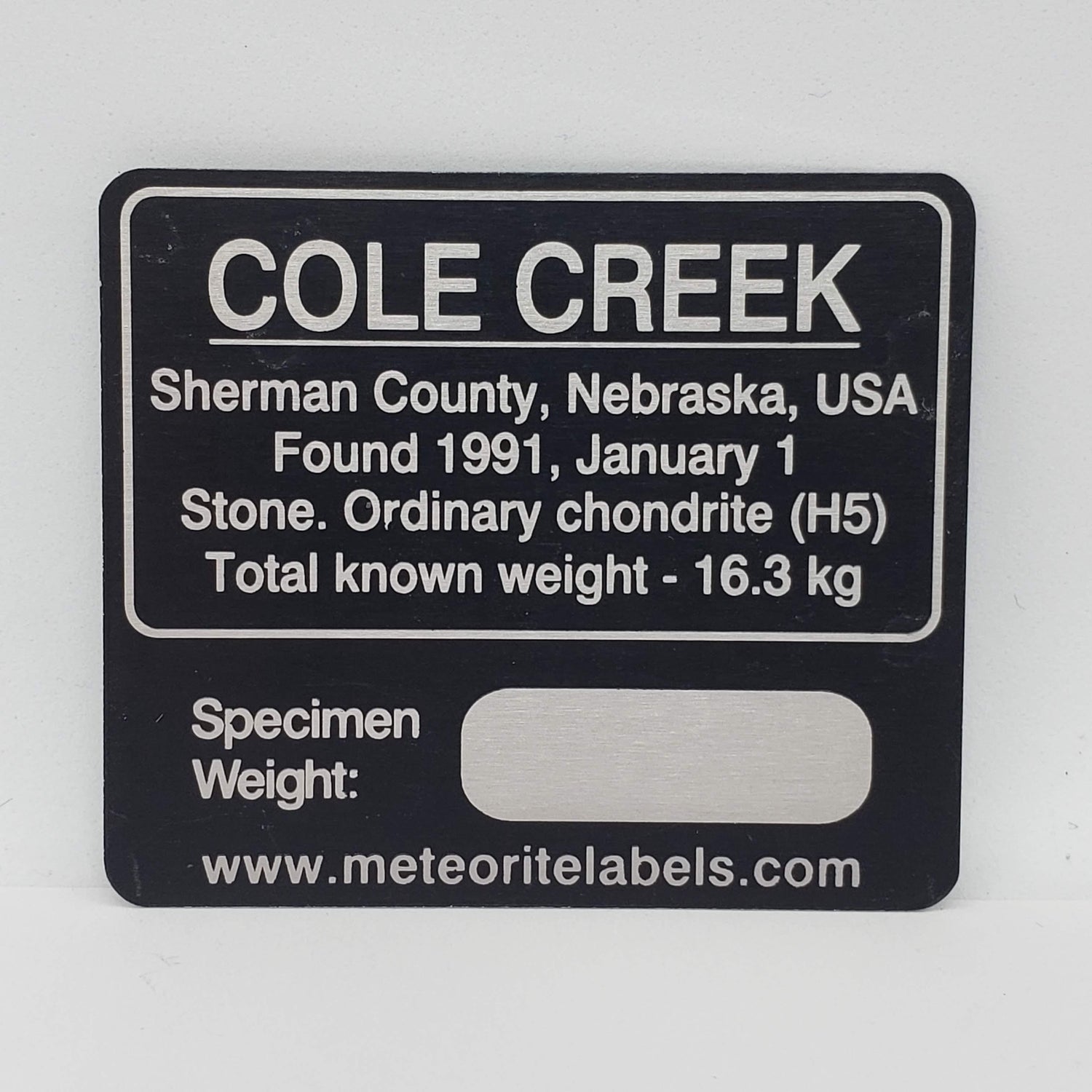Meteorite Cole Creek Flat Metal Label