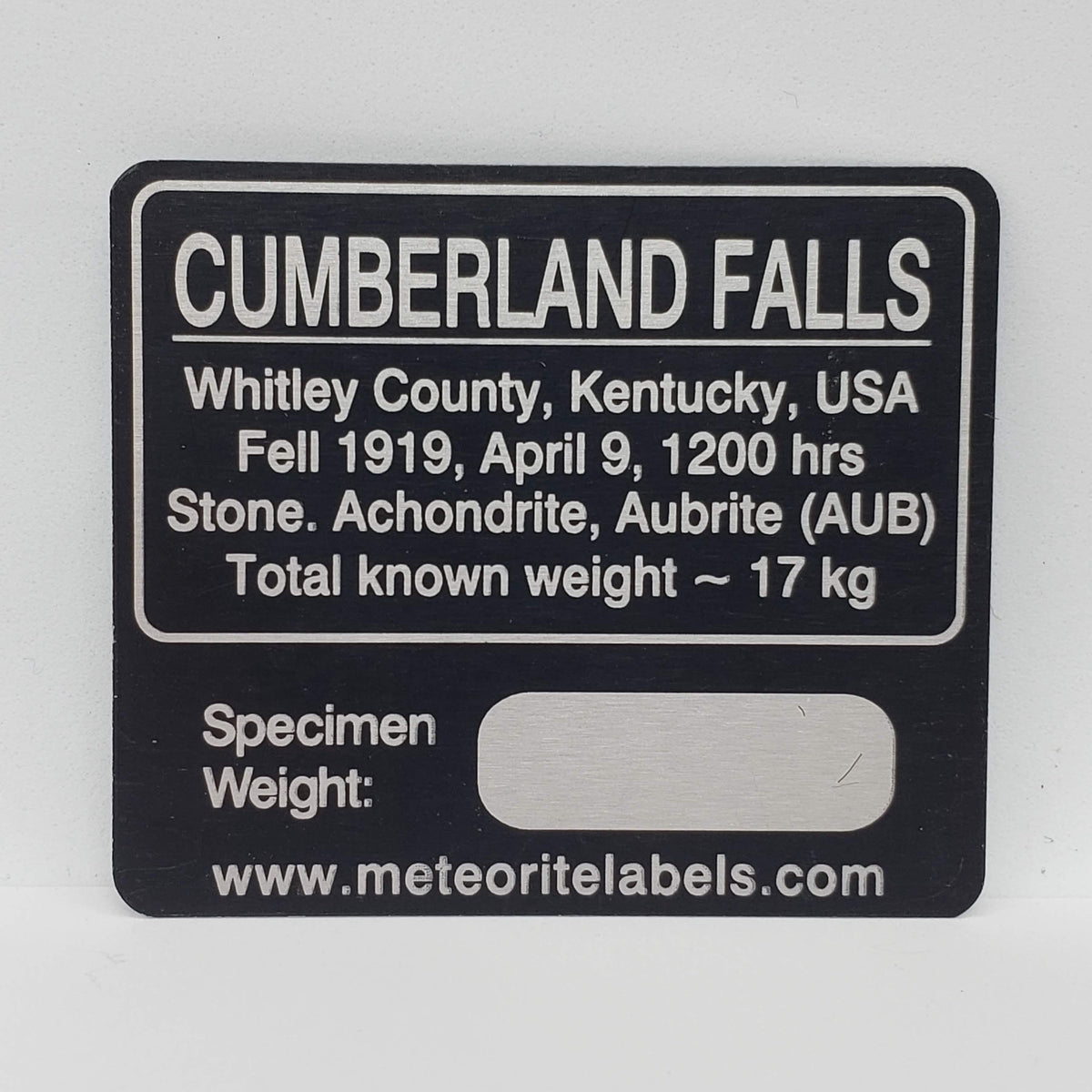  Meteorite Cumberland Falls Flat Metal Label 