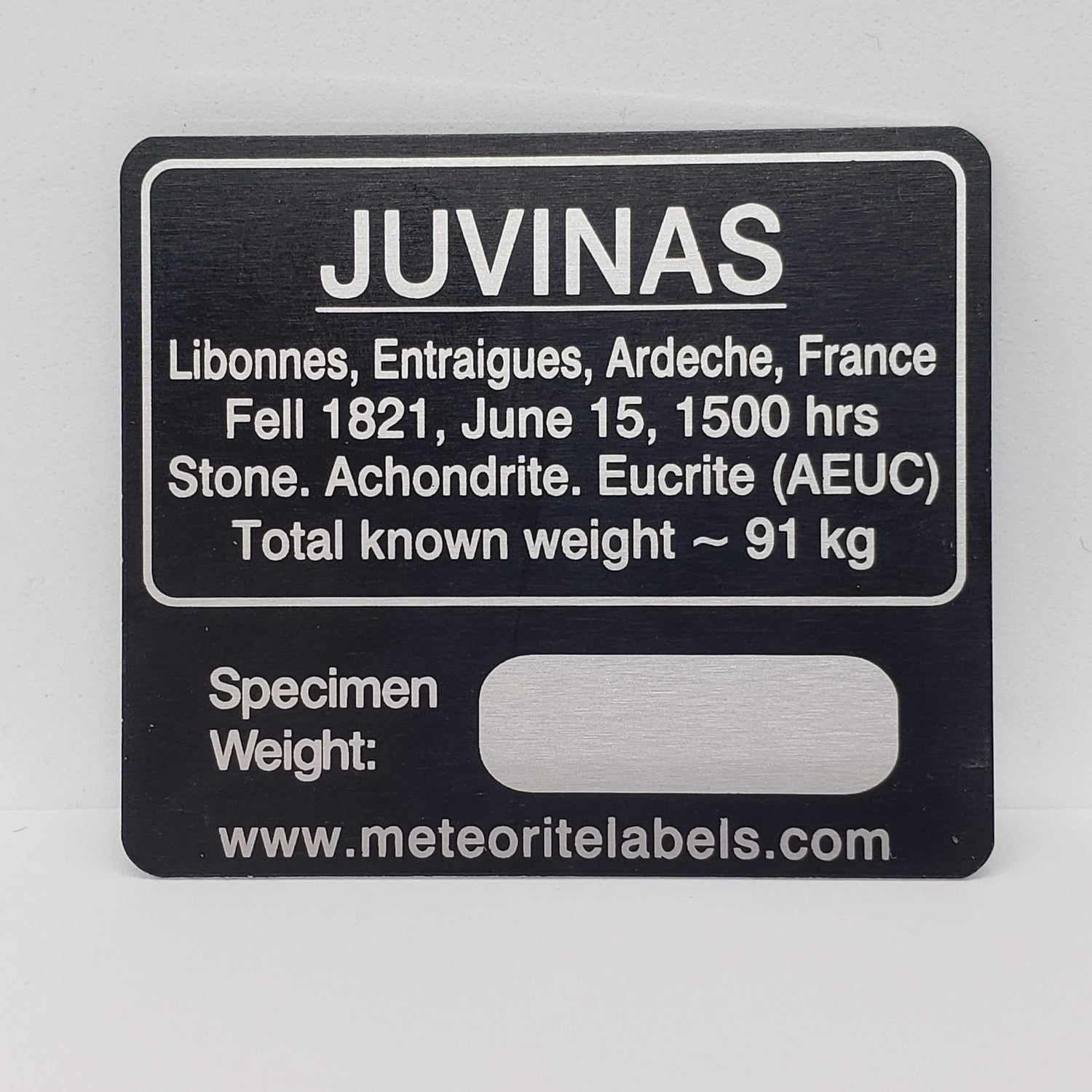 Meteorite Juvinas Flat Metal Label