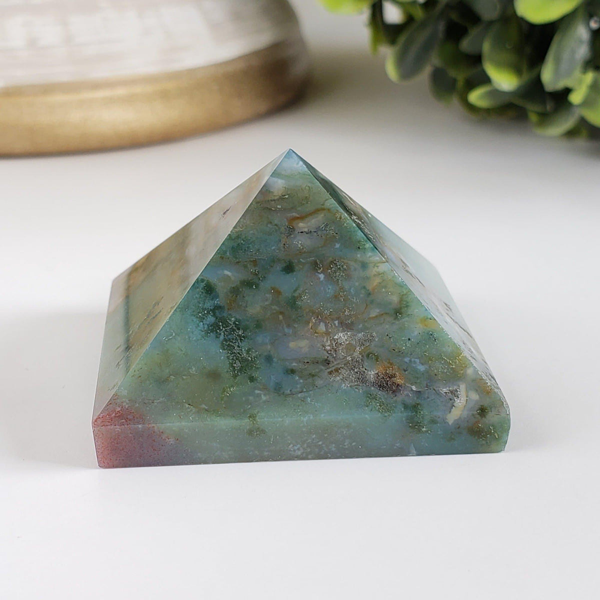 Moss Agate Five Point Pyramid | Multi-Colored