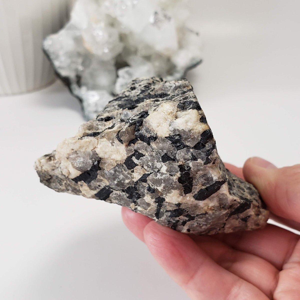 Natural Tourmaline on Quartz | Raw Schorl Crystal | 417.8 grams | Fitchburg, MA, USA