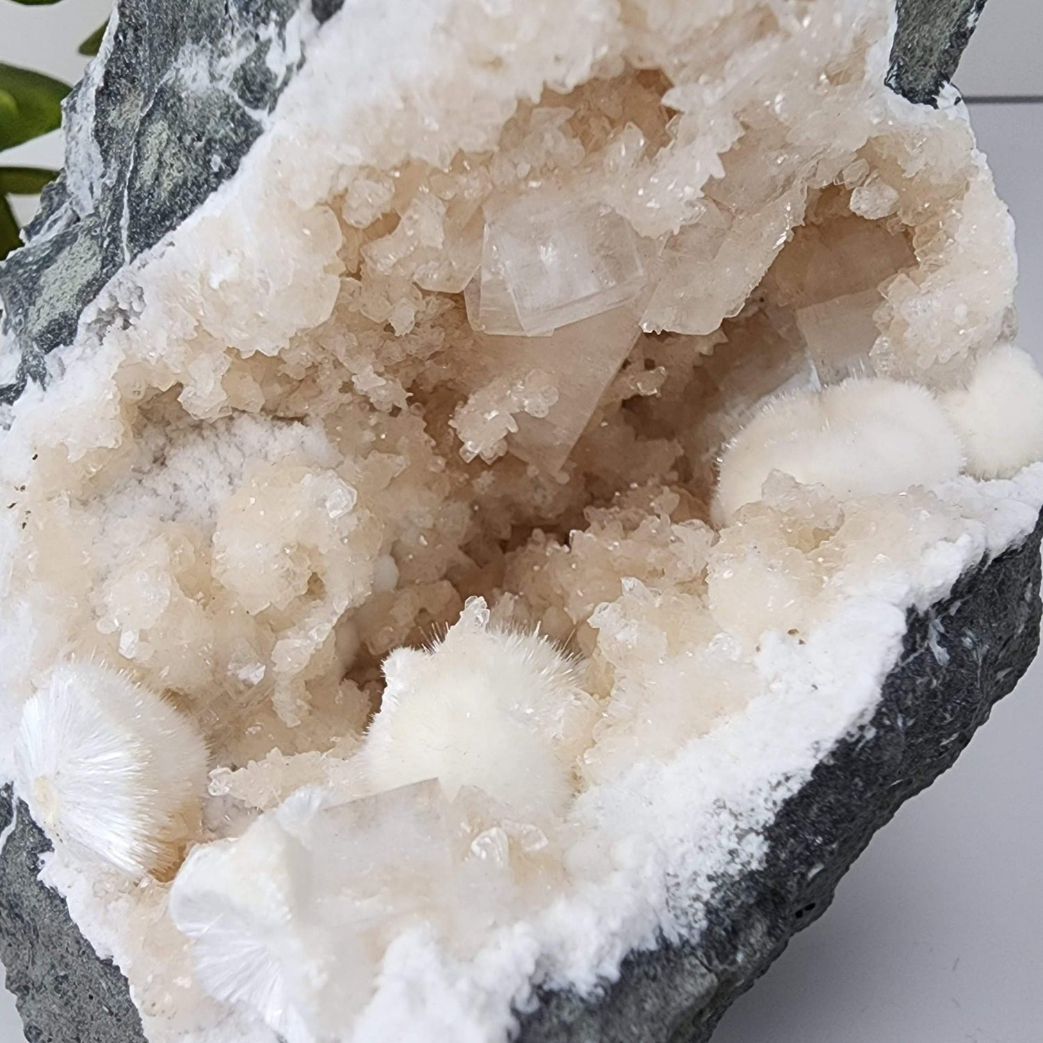  Okenite Apophyllite and Prehnite Geode 1.38 Kg from Dindoshi, India 